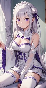 S74738-エミリア(Emilia) 高品質 コスプレ アート 美少女 超大バスタオル 毛布 タペストリー ポスター 100×50cm