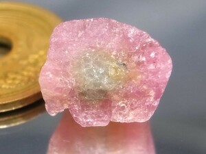 10.78ct 新品・バイカラー天然ピンク＆グリーントルマリン原石 コンゴ産