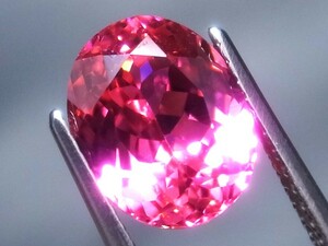 5.11ct a 新品・新色で大粒サイズ・オレンジピンクカラー合成ヤグセラミック宝石 ＹＡＧ（イットリウム・アルミニウム・ガーネット）