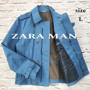 【ボタン&ジップ ロゴ】ザラ ZARA MAN ライダースジャケット ダブル