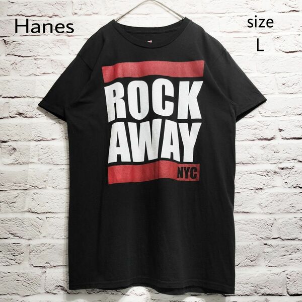 【両面プリント】ヘインズ Hanes Tシャツ ROCK AWAY