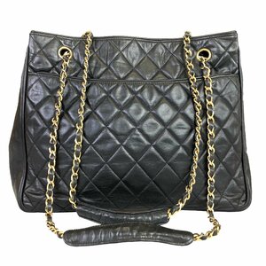 【1円～】シャネル CHANEL バッグ トートバッグ チェーンショルダー マトラッセ ラムスキン レザー 0番台 ブラック 中古