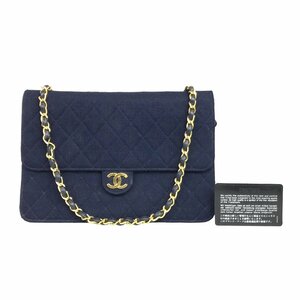 1円～ シャネル CHANEL バッグ ショルダーバッグ チェーンショルダー マトラッセ ０番台 ネイビー ギャランティカード付き 中古