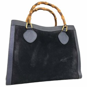 【1円～】グッチ GUCCI バッグ ハンドバッグ トートバッグ バンブー スエード ブラック 002 1186 0260 中古