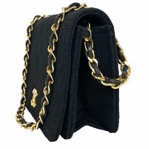 【1円～】シャネル CHANEL バック ショルダーバッグ チェーンショルダー マトラッセ ココマーク コットン ブラック プッシュロック 中古_画像3