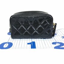 【1円～】シャネル CHANEL ポーチ 小物入れ エナメル マトラッセ 3番台 ブラック 中古_画像4