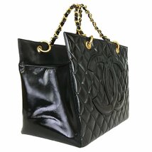 【1円～】 シャネル CHANEL バッグ ハンドバッグ トートバッグ　ココマーク チェーンハンドル マトラッセ パテントレザー ブラック 3番台_画像2