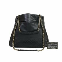 【1円～】 シャネル CHANEL バッグ チェーンショルダー チェーントート マトラッセ ラムスキン ブラック 2番台 ゴールド金具 中古_画像1