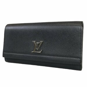 【1円～】 ルイヴィトン LOUIS VUITTON 二つ折り 長財布 財布 ポルト フォイユ ロックミー Ⅱ レザー ブラック M62329 CA3106 中古