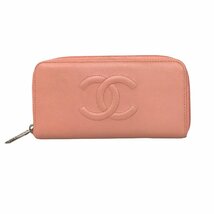 【1円～】シャネル CHANEL 財布 長財布 ラウンドファスナー キャビアスキン 12番台 ココマーク ピンク 付属品付き 中古_画像1