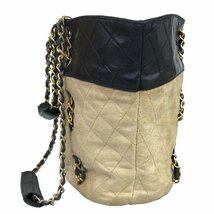 【1円～】シャネル CHANEL バッグ ショルダーバッグ チェーンショルダー マトラッセ ブラック ベージュ ギャランティカード付き 中古_画像3