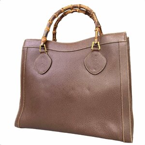 【1円～】グッチ GUCCI バッグ ハンドバッグ トートバッグ バンブー ダイアナ レザー ブラウン 002 1095 0260 中古品