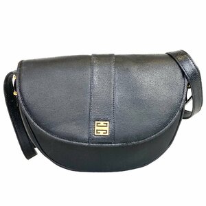 1円～ ジバンシー GIVENCHY バッグ ショルダーバッグ ヴィンテージ レザー ブラック ゴールド金具 中古