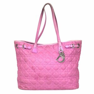 [1 иен ~] Christian Dior Christian Dior сумка большая сумка kana -ju панама редкость парусина розовый серебряный металлические принадлежности б/у 