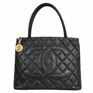 【1円～】 シャネル CHANEL バッグ ハンドバック トートバック 復刻トート 4番台 ココマーク キャビアスキン レザー ブラック 中古