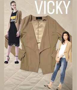 ビッキー　VICKY ジャケット ノーカラー　ベージュ