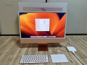 【美品】Apple iMac 24インチ 4.5K 2021モデル オレンジ色 M1チップ 8コア メモリ16GB SSD 1TB 8コア GPU Apple Care+有り