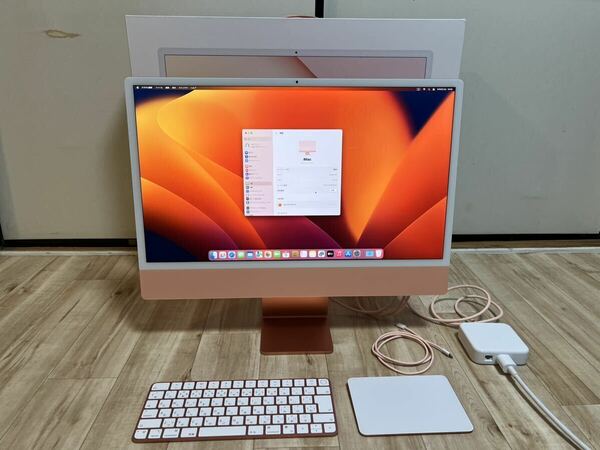 【美品】Apple iMac 24インチ 4.5K 2021モデル オレンジ色 M1チップ 8コア メモリ16GB SSD 1TB 8コア GPU Apple Care+有り