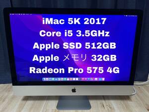 Apple iMac 27 -inch 5K 2017 Core i5 3.5GHz SSD 512GB memory 32GB Radeon Pro 575 4GB