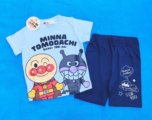 新品　100cm　アンパンマン　男の子セットアップスーツ　Tシャツ×パンツ