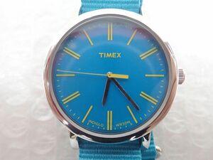D689-60-M　美品　日本未入荷 TIMEX タイメックス 腕時計 NATOベルト スカイブルー 　中古稼働品　レターパック