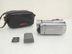 D733-60　Canon ivis HF R100 CMOS デジタルビデオカメラ　ソフトケース・バッテリーパックBP-2L5、SDカード4GB 中古・動作確認済み