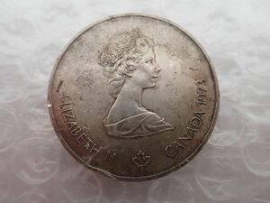 D734-60-M　②外国コイン　カナダ モントリオールオリンピック銀貨 1976年 5ドル銀貨　記念銀貨 エリザベス2世　レターパック