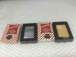 KG059-60-M【ジッポ2点まとめ】ZIPPO ジッポー New York DESIGN/アメリカンクラッシック ブラッシュド加工 ゴールド1996年製/ケース付きt