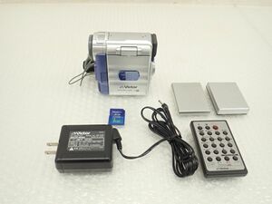 D856-60　Victor miniDVデジタルビデオカメラ GR-DX115　バッテリー2個、電源ケーブル、リモコン、SDカード　中古稼働品