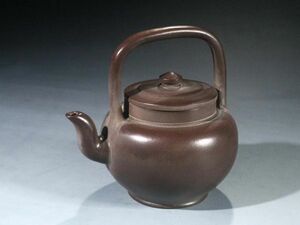 「紫砂彫 提梁紫砂茶壺 邵恒昌銘 清時代」陶磁器 急須 茶道具 古賞物 中国古美術 旧蔵出