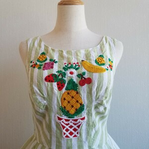 VIVETTA mini-length dress tunic embroidery fruit fruit stripe flax 