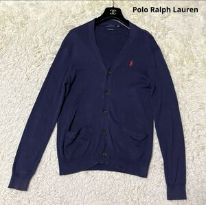 Polo Ralph Lauren ポロラルフローレン カーディガン 長袖 ピマコットン 赤ポニー 刺繍 紺 XS