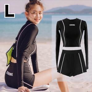 レディース水着 セパレート 日焼け ラッシュガード 露出 長袖 大きいサイズ L