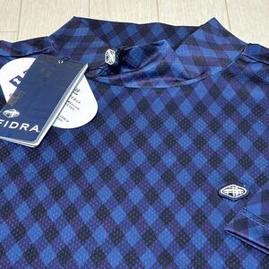 新品★フィドラ ゴルフ FIDRA GOLF ダイヤ柄 吸水速乾 ストレッチ 半袖モックネックシャツ/ネイビー/サイズM/送料185円