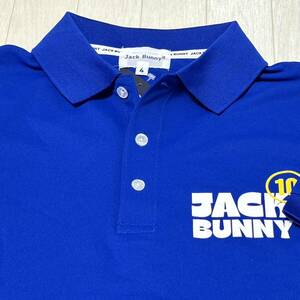 新品★PEARLY GATES パーリーゲイツ Jack Bunny!! 左胸ビッグロゴ TEN KYU!! 吸水速乾 半袖ポロシャツ★ブルー★サイズ4(M)★送料185円