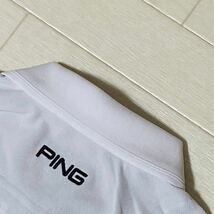 新品★PING GOLF ピン ゴルフ ビッグロゴ 吸水速乾 半袖ポロシャツ/ホワイト/サイズL/送料185円_画像4