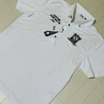 新品★フィラ ゴルフ FILA GOLF ブロック柄ジャガード 吸汗速乾 半袖ボタンダウンシャツ★ホワイト★サイズLL★送料185円_画像2