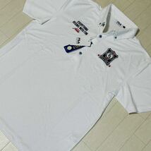 新品★フィラ ゴルフ FILA GOLF ブロック柄ジャガード 吸汗速乾 半袖ボタンダウンシャツ★ホワイト★サイズL★送料185円_画像2