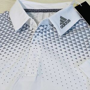  новый товар * Adidas Golf плечо принт AEROREADY рубашка-поло с коротким рукавом * белый * размер O* стоимость доставки 185 иен 