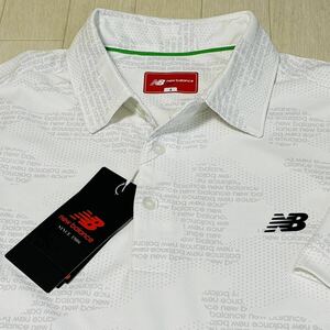 新品◆ニューバランス ゴルフ New Balance Golf ロゴカモフラージュ総柄 吸汗速乾 半袖ポロシャツ/ホワイト/サイズ7(3L)/送料185円