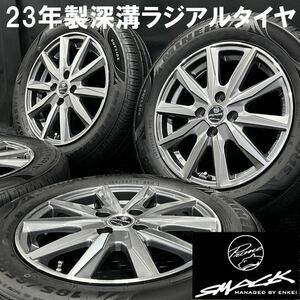 23年製8～9分山★185/65R15 サマータイヤ＆KYOHOアルミ 4本 №240501-S1 アクア フィット ノート キューブ デミオ/4H 100*15インチホイール