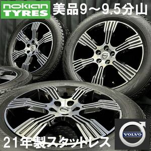 9～9.5分山美品★ボルボ XC40純正OPホイール&21年製 235/55R18 NOKIAN スタッドレス 4本 B240502-B4 V90CC/7.5J +50.5 5H 108 Φ63.4*VOLVO