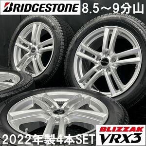 22年製8.5～9分山★ブリヂストン VRX3 215/55R17&社外ホイール 4本 №240515-S2 クラウン カムリ エスティマ ジューク/114.3*スタッドレス