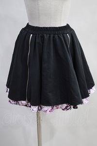 NieR Clothing / 裾柄ZIPスカート 黒 H-24-04-28-054-PU-SK-KB-ZH