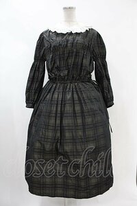 Jane Marple / Memory shadow check shirring dress ブラック H-24-04-25-007-JM-OP-KB-ZT276