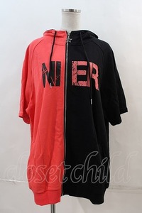 NieR Clothing / 2カラーパーカー ピンクＸ黒 I-24-04-29-022-PU-TO-HD-ZI