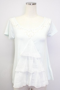 Ank Rouge / race & chiffon frill switch short sleeves cut and sewn I-23-09-03-4014-1-TO-LO-L-HD-ZT075