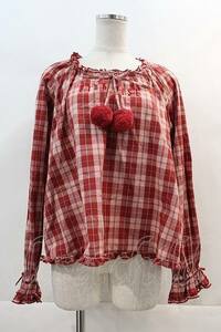 PINK HOUSE / original check blouse red I-24-05-22-004-LO-BL-HD-ZI