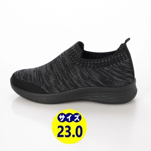  fly knitted sneakers slip-on shoes sneakers new goods [22535-BLK-230]23.0cm walk interior put on footwear 