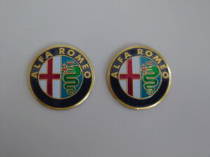 Alfa Romeo Steering向け 40mm 前Logoタイプ アルミ Emblem バッジ ステッカー 2枚